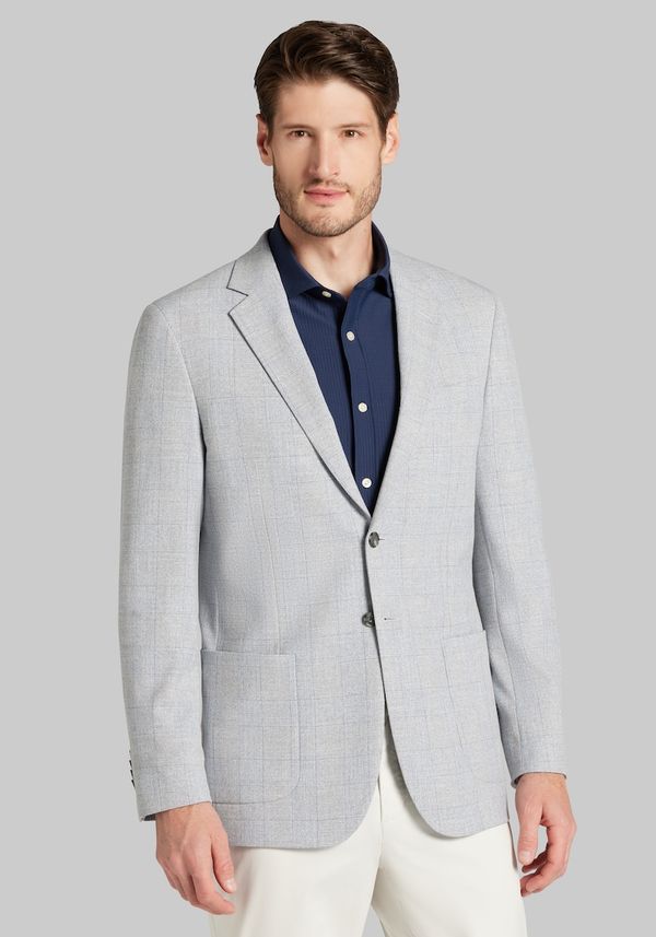 Men's Jos. A. Bank Slim Fit Plaid Comfort Stretch Sportcoat at Jos. A. Bank, Light Blue, Size 40 Short