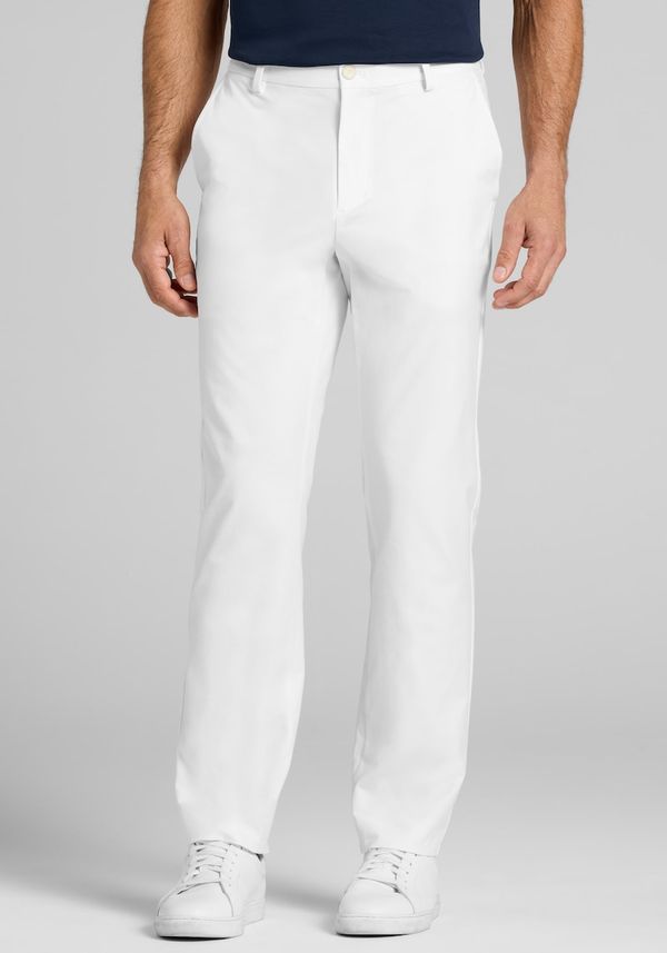 Men's Big & Tall Traveler Performance Tailored Fit Cotton Blend Flat Front Golf Chinos at Jos. A. Bank, Bright White/Cream/White, Size 46x30 - Pants