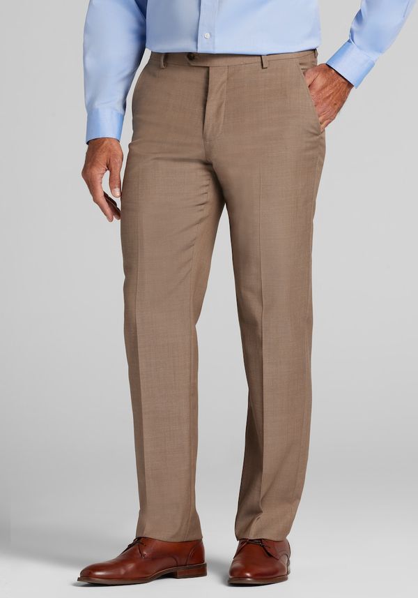 Men's Traveler COOLMOTION Tailored Fit Wool Blend Dress Pants at Jos. A. Bank, Tan, Size 35x30