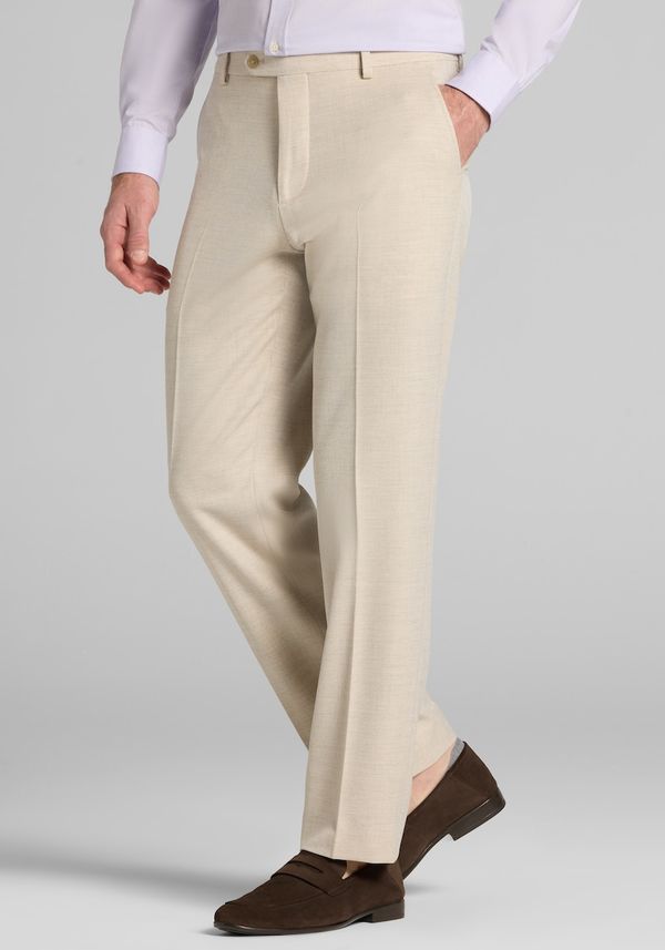 Men's Jos. A. Bank Tailored Fit Solid Textured Comfort Stretch Dress Pants at Jos. A. Bank, Light Tan, Size 40x30