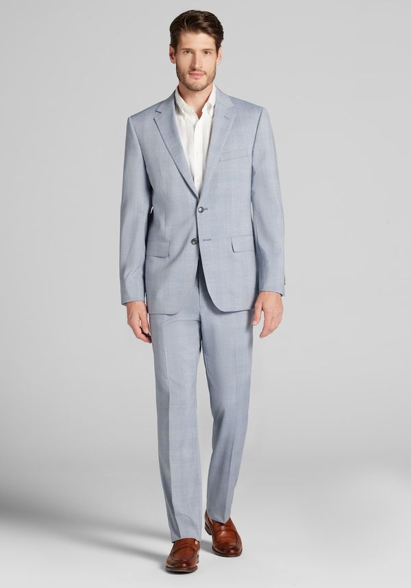 Men's Reserve Collection Slim Fit 100% Italian Wool Plaid Suit Jacket at Jos. A. Bank, Light Blue, Size 38 Short - Suit Separates