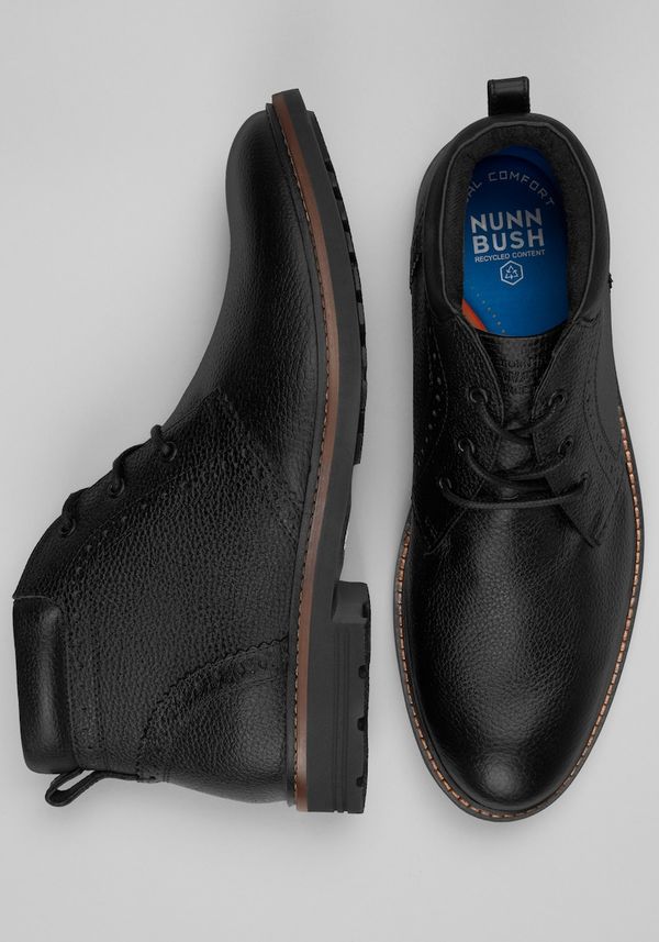 Nunn Bush Men's Ozark II Plain Toe Chukkas at Jos. A. Bank, Black Tumble, Size 10.5 X Wide - Shoes