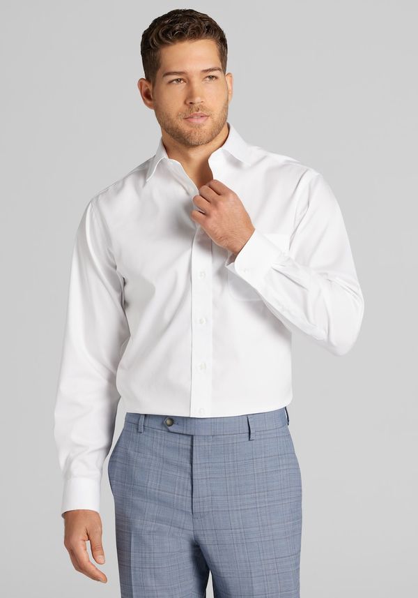 Men's Big & Tall Traveler Collection Tailored Fit Spread Collar Solid Dress Shirt at Jos. A. Bank, Cream/White, Size 17 1/2 X 36