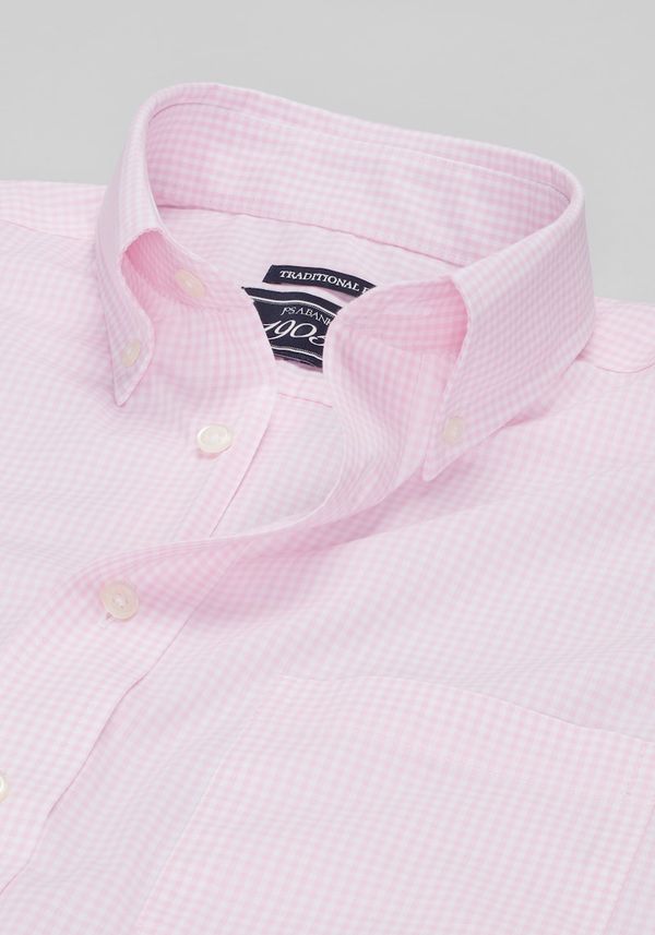 Men's 1905 Collection Traditional Fit Button-Down Collar Check Dress Shirt at Jos. A. Bank, Pink, Size 17 X 34/35