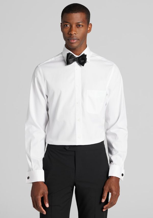 Men's Big & Tall Traveler Collection Slim Fit Spread Collar French Cuff Dress Shirt at Jos. A. Bank, Cream/White, Size 15 1/2 X 36