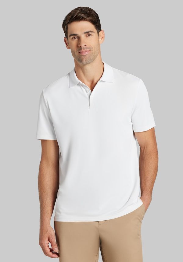 Men's Traveler COOLMOTION Traditional Fit Short Sleeve Performance Polo at Jos. A. Bank, Bright White/Cream/White, Size X Large - Shirts