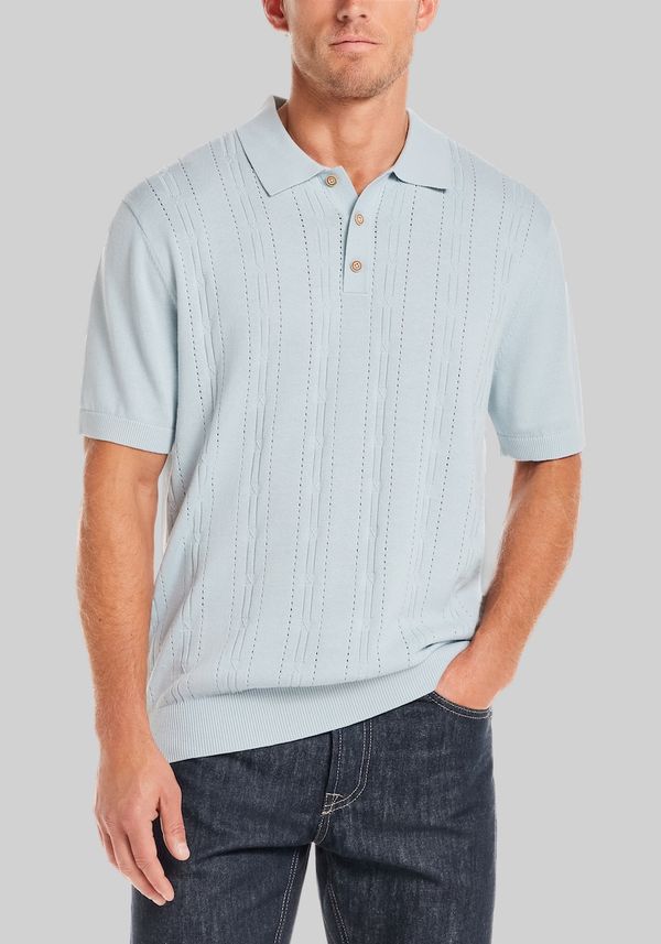 Men's Weatherproof Vintage Traditional Fit Pointelle Polo Sweater at Jos. A. Bank, Blue/Spring Sky, Size Small - Shirts