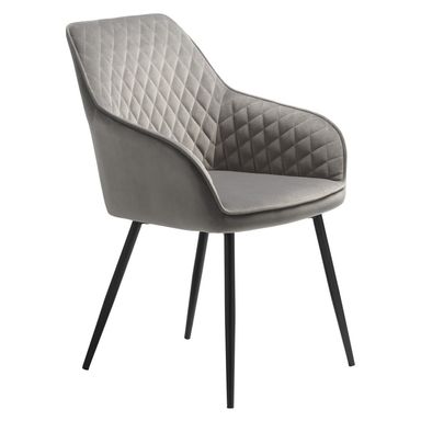 Světle šedé čalouněné jídelní křeslo s područkami Milton – Unique Furniture