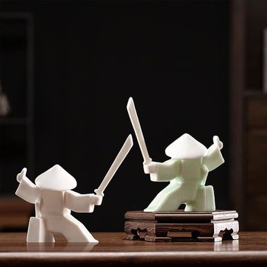 Amazon.com: LYART Samurai Statue Decor Japanese Warrior Decor Children's Room Statues, Kongfu Tea Pet Decoration, Incense Holder for Stick Burner Incense Stick Holder (White2 and White3): Home & Kitchen