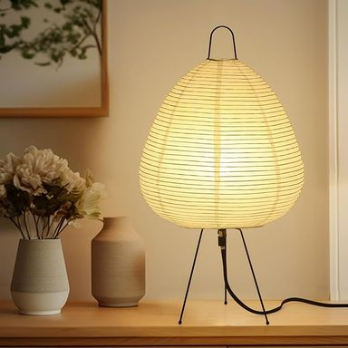 Japanese Paper Lamp Noguchi Style Lamp, Rice Paper Akari Floor Lamp, Paper Lantern Lamp with Washi Paper Shade, Cozy Japanese Paper Lantern Light for Bedside or Desk (Noguchi Table Lamp) - Amazon.com