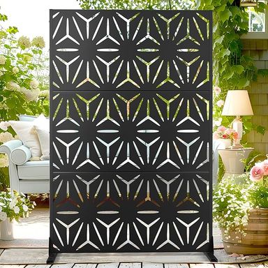 Amazon.com: 72" H×47" W Metal Privacy Screen Outdoor Privacy Screen Freestanding, Outdoor Privacy Screens and Panels for Patio Lawn Deck, Outdoor Privacy Panels Decorative Privacy Fence(Consists of 3 Panels) : Patio, Lawn & Garden