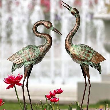 Amazon.com : Shorayn Garden Crane Statues, Blue Heron Sculptures for Outdoor, Cranes Decor Metal Bird, Patina Garden Art Lawn Ornaments for Yard Patio Porch Outside Decorations : Patio, Lawn & Garden