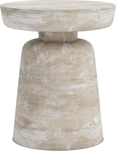 Amazon.com: SIMPLIHOME Robbie SOLID MANGO WOOD 16 inch Wide Round Contemporary Rustic Accent Table in Distressed White Wash, Fully Assembled for the Living Room and Bedroom : Home & Kitchen