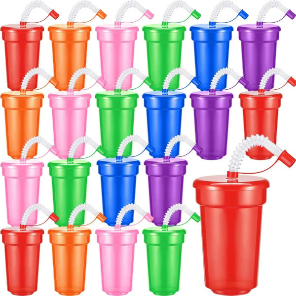 1/2/4Sets Expandable Siphon Straw Cup 6 Color Plastic Juice Mug with Leakproof Lid Portable Travel Home Kids Water Bottle Cup