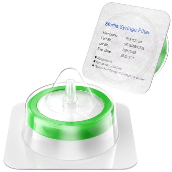 Sterile Syringe Filters,Double-Layer PES Membrane 0.22μm Pore Size,33mm Diameter, 0/100 Pcs Individually Packed by Ks-Tek