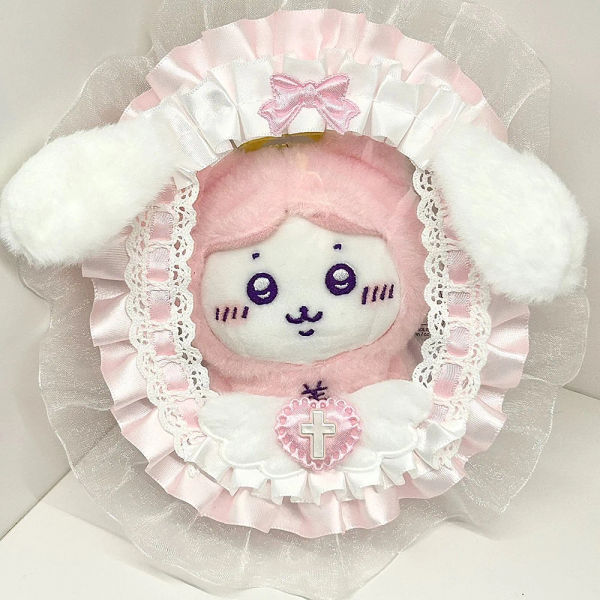 Display Bag 10 cm Doll Out Bag with Keychain Ruffles Lace Collectors Blind Box Case Storage Case Gift for Anime Cartoon Dolls