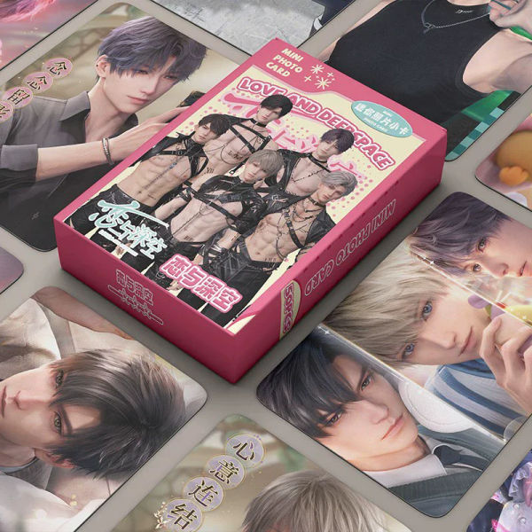50 Pcs/Set Love And Deepspace Game Laser Lomo Card Caleb Sylus Zayne Mini Photo Cards Fans Collection Gift