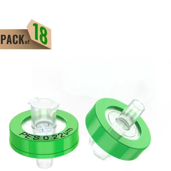 Syringe Filter 13mm PES Membrane 0.22μm Pore Size,13mm Diameter,hydrophilic,18Pcs by Ks-Tek