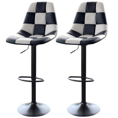 AmeriHome White Checkered Racing Bar Chairs (2-piece Set)
