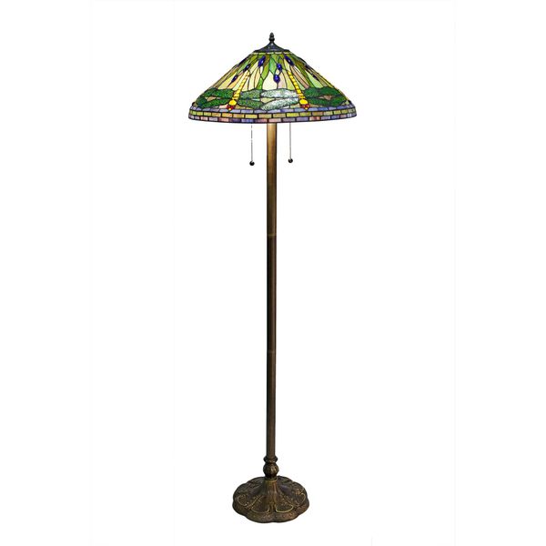 Tiffany-style Green Dragonfly Floor Lamp