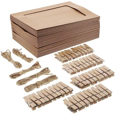 50 Pack Cardboard Paper Picture Photo Frame DIY Hanging Kit 5 x 7 Inch, Kraft