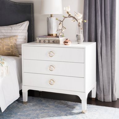 SAFAVIEH Lorna White 3-drawer Nightstand