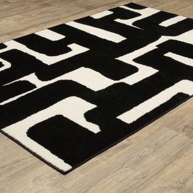 Quartz Abstract Maze Black/ Ivory Area Rug