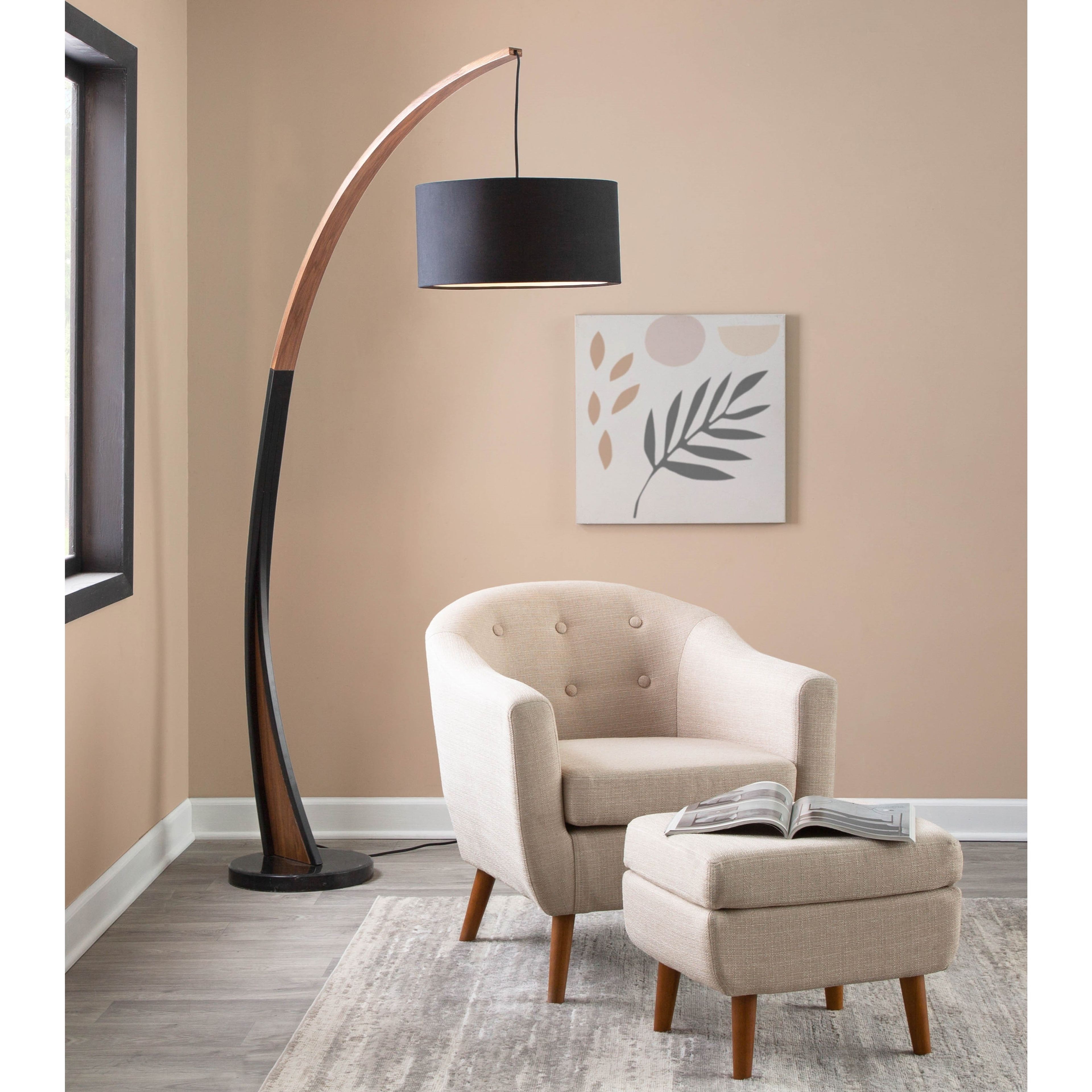 Carson Carrington Walnut & Marble Floor Lamp | Modern Style