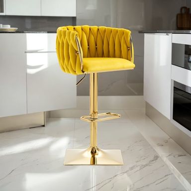 Swivel Bar Stools with Footrest Counter Height Dining Chairs Set of 2, Mustard
