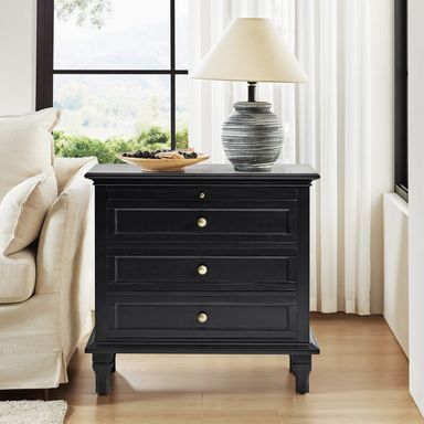 Muriel Farmhouse 3 Drawers Nightstand with Built-In Outlets by HULALA HOME