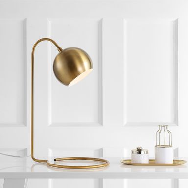 SAFAVIEH Lighting 22-inch Bartolo Brass Gold Task LED Table Lamp - 14"x11"x22"