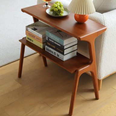 Solid Wood Console Table, Accent Sofa Table with Storage Shelf