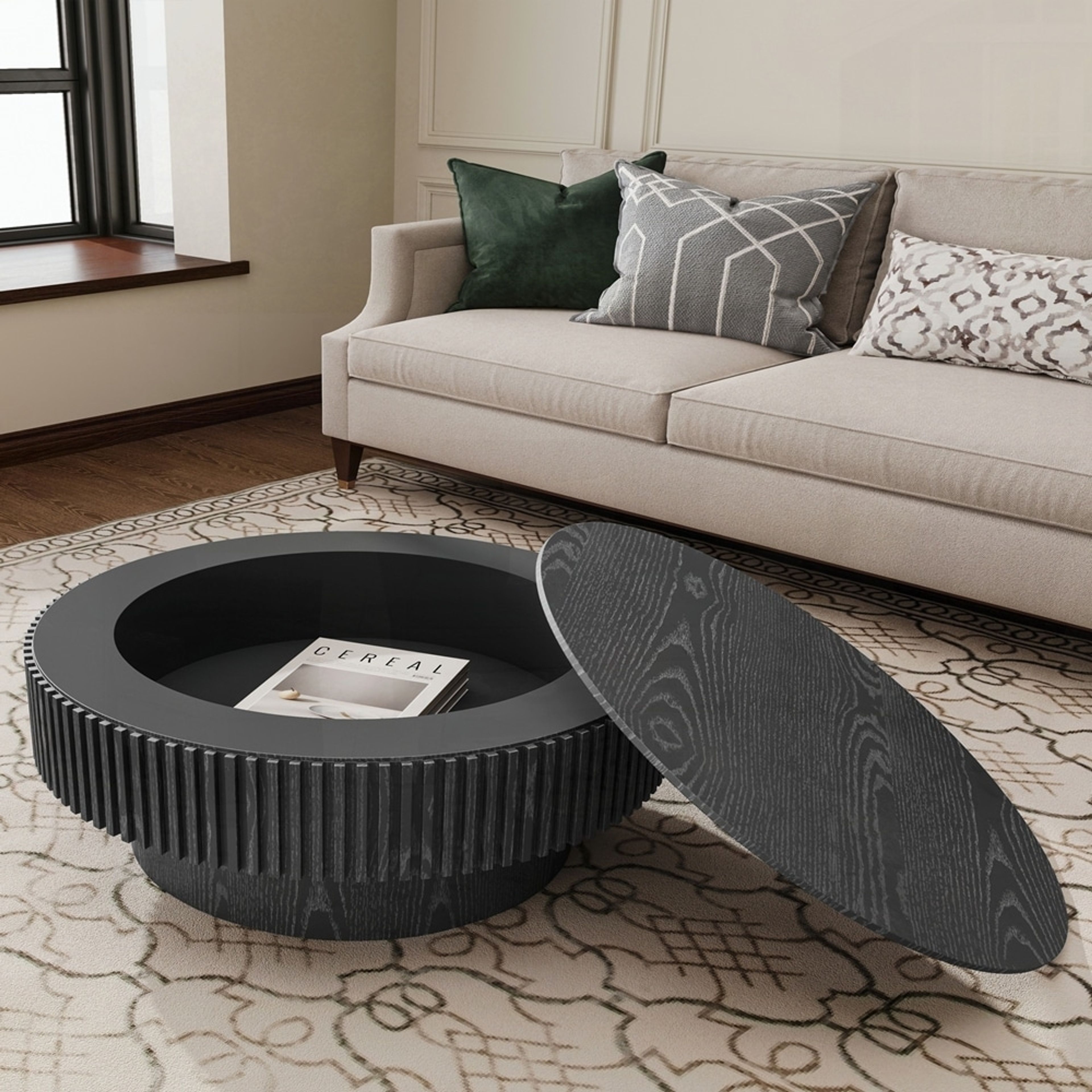 Modern Solid Wood Coffee Table with Storage