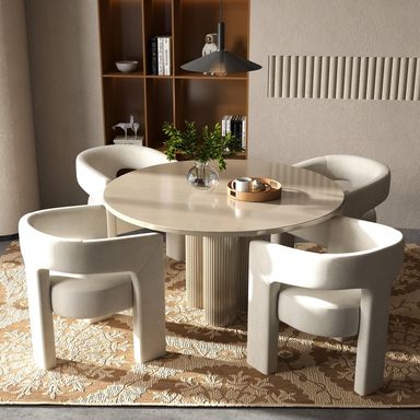 SEYNAR Modern Glam Velvet Upholstered Dining Chair, Open-Back Accent Chair Set of 4