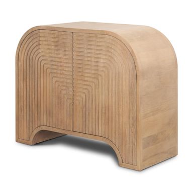 Sorina Reverse Fluted Light Brown Wood Accent Cabinet - 40.0L x 16.0W x 32.0H