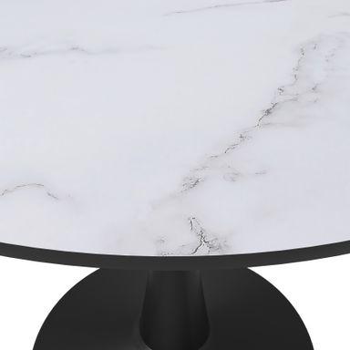 LeisureMod Bristol 40" Round Dining Table for 4 with MDF Wood Tabletop in Black Steel Base for Kitchen & Dining Room