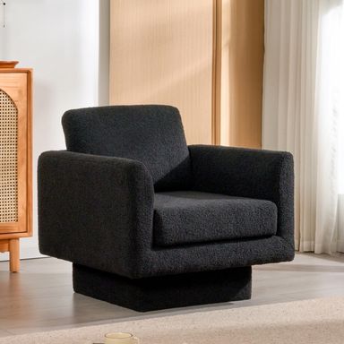 Roomfitters 360° Modern Swivel Accent Chair, Teddy Sherpa Round Armchair with Thick Padded Lounge Seat