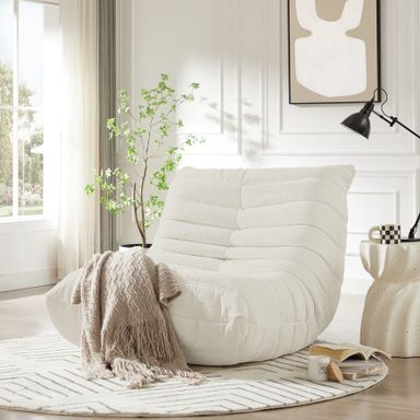 Fireside Chair, Lazy Floor Sofa, Accent Bean Bag Couches, Modern Armless Lounge Chair for Living Room