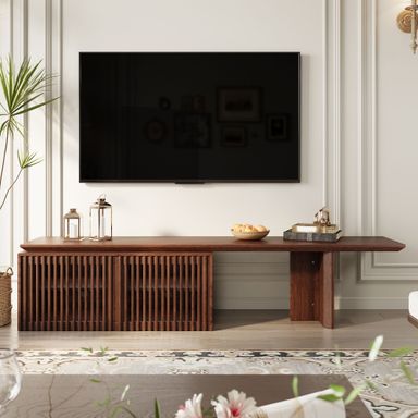 Modern TV Stand Extendable with Storage Entertainment Center Living Room TV Stand - Walnut 78.7