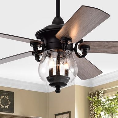 Anisma Anna 28 Inch Mid-Century Modern Style Lighted Ceiling Fan with Remote - Black