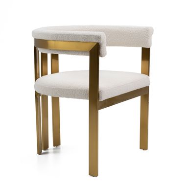 Modrest Pontiac Modern Beige Sherpa & Gold Dining Chair