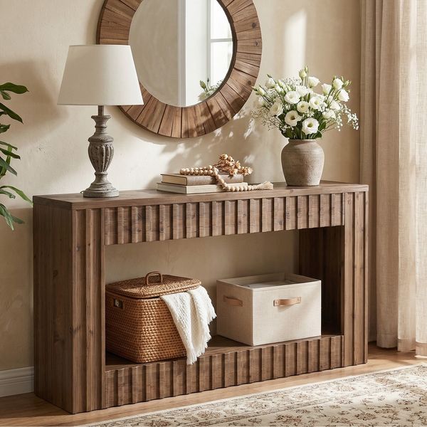 Solid Wood Entryway Sofa Table, 63" Long Console Table