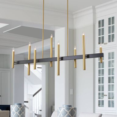 8-Light Modern Linear Candlestick Chandelier Kitchen Island Pendant Lighting