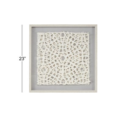 White Paper Handmade 3D Origami Geometric Shadow Box with Gray Canvas Backing - 24"W, 24"H