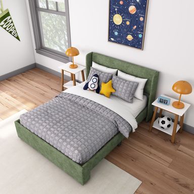 Max and Lily Full-Size Upholstered Bed with Rectangular Headboard