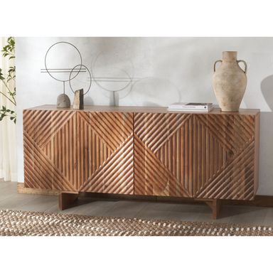 SAFAVIEH Couture Hewitt 4-Door Wood Sideboard (Fully Assembled) - 68Wx18Dx30H