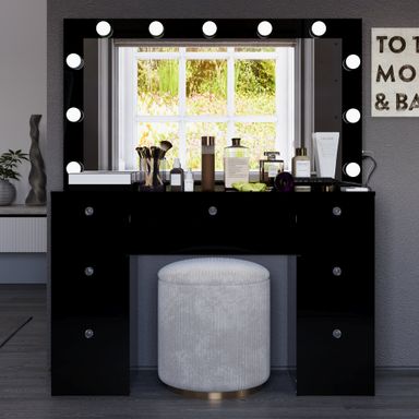 Boahaus Makeup Vanity 7 Drawers Lighted Crystal Knobs USB Port