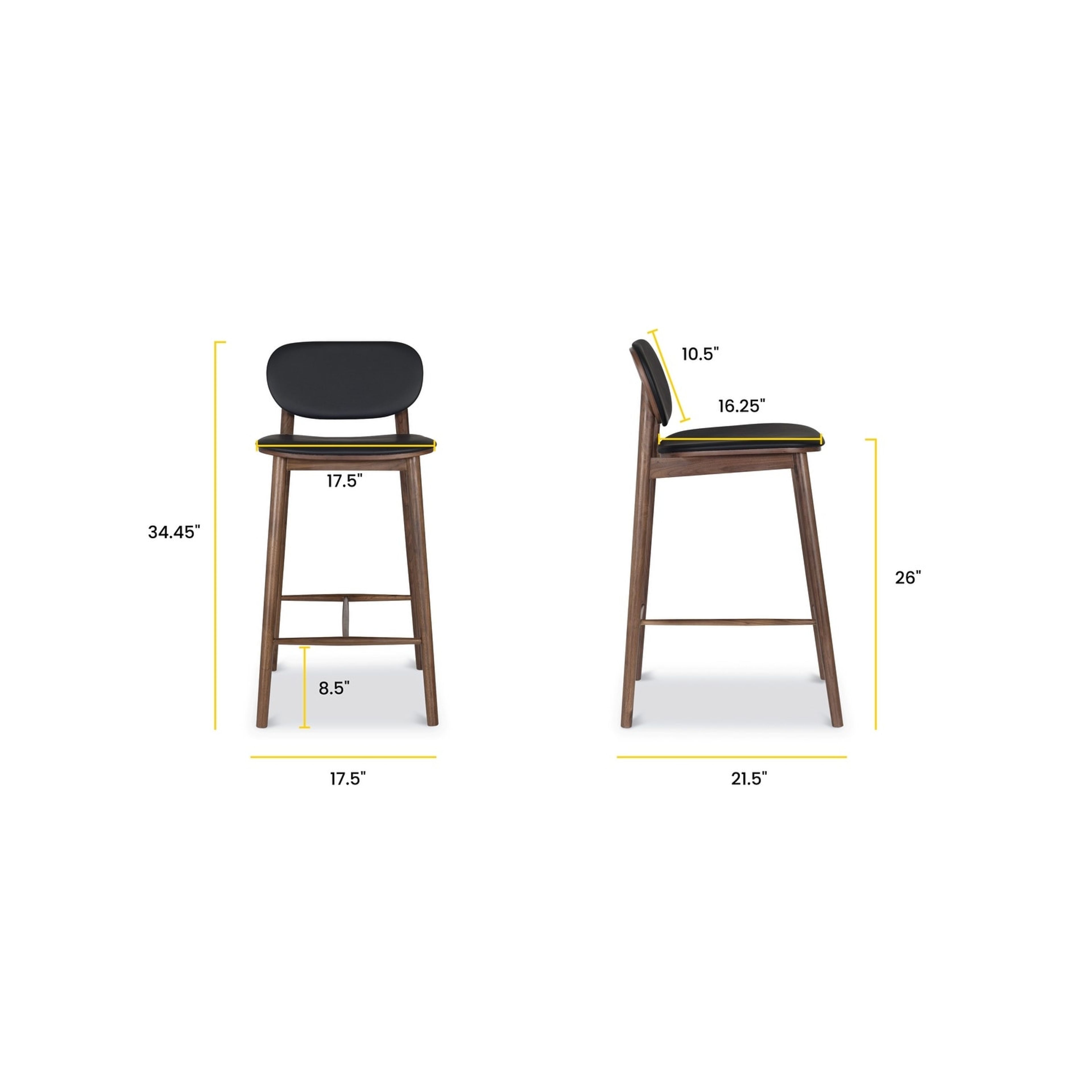 Poly & Bark Bonato Leather Counter Stool - Solid Wood Frame