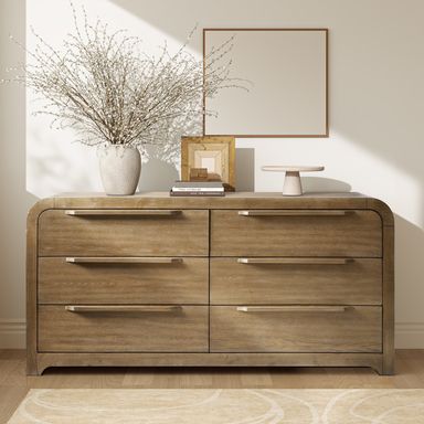 Egon 62"W Modern Velvet-lined 6-drawer Dresser with Hidden Drawer for Discreet Storage by HULALA HOME