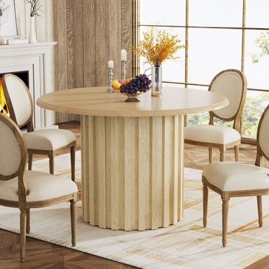 43.3 Inches Round Farmhouse Dining Table for 4 Kitchen Table for Dining Room